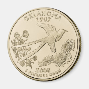 Tinted Oklahoma State Quarter Design Magneet