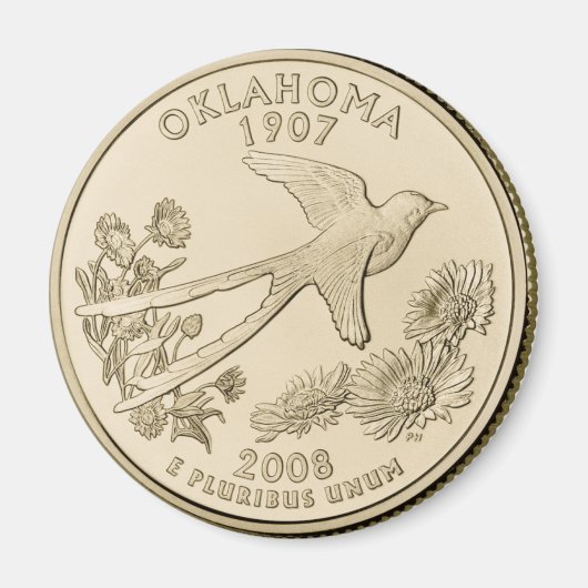 Tinted Oklahoma State Quarter Design Magneet (Voorkant)