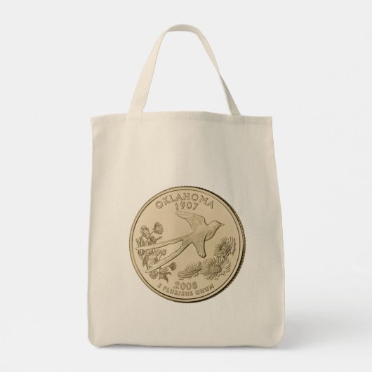 Tinted Oklahoma State Quarter Design Tote Bag (Achterkant)