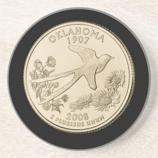 Tinted Oklahoma State Quarter Design Zandsteen Onderzetter (Voorkant)