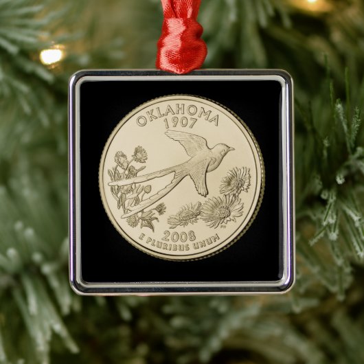 Tinted Oklahoma State Quarter Metalen Ornament (Boom)