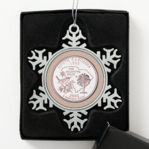 Tinted South Carolina State Quarter Tin Sneeuwvlok Ornament