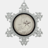 Tinted Texas State Quarter Tin Sneeuwvlok Ornament (Voorkant)