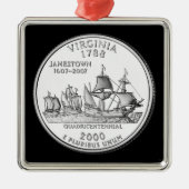 Tinted Virginia State Quarter Metalen Ornament (Voorkant)