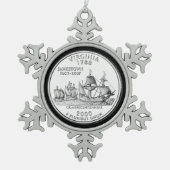 Tinted Virginia State Quarter Tin Sneeuwvlok Ornament (Voorkant)