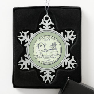 Tinted Wisconsin State Quarter Tin Sneeuwvlok Ornament