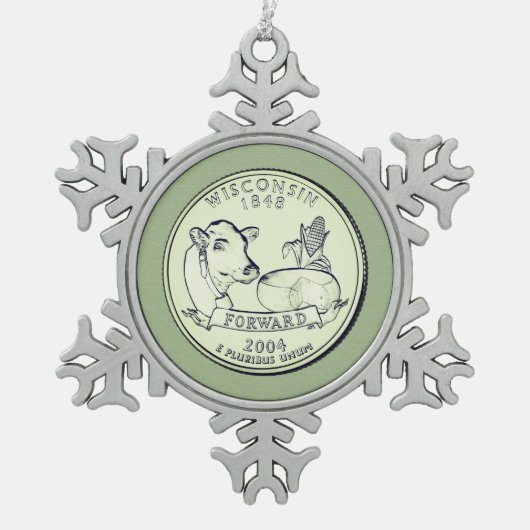 Tinted Wisconsin State Quarter Tin Sneeuwvlok Ornament (Voorkant)