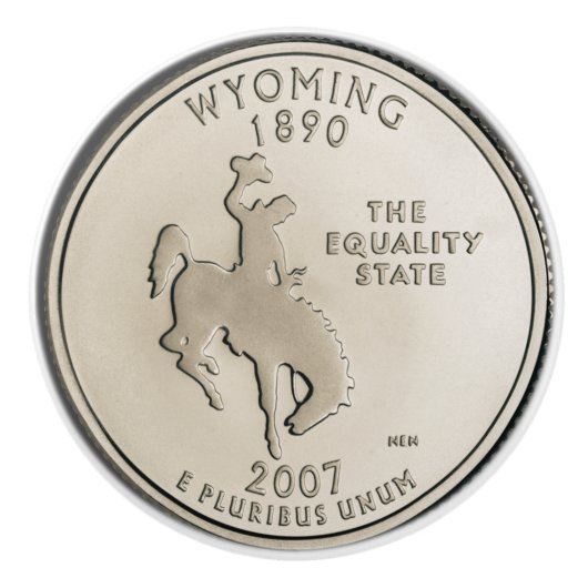 Tinted Wyoming State Quarter Design Keramische Knop (Voorkant)