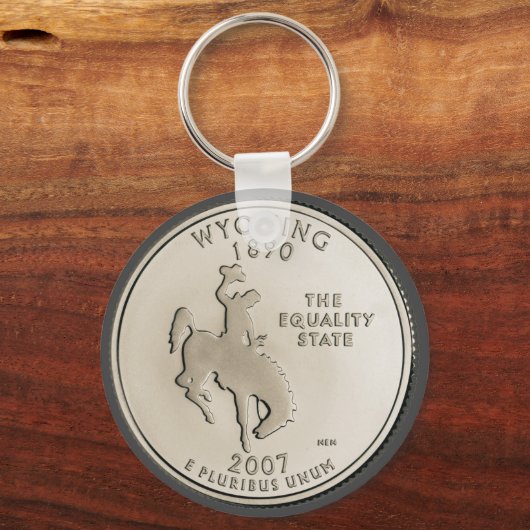 Tinted Wyoming State Quarter Design Sleutelhanger (Voorkant)