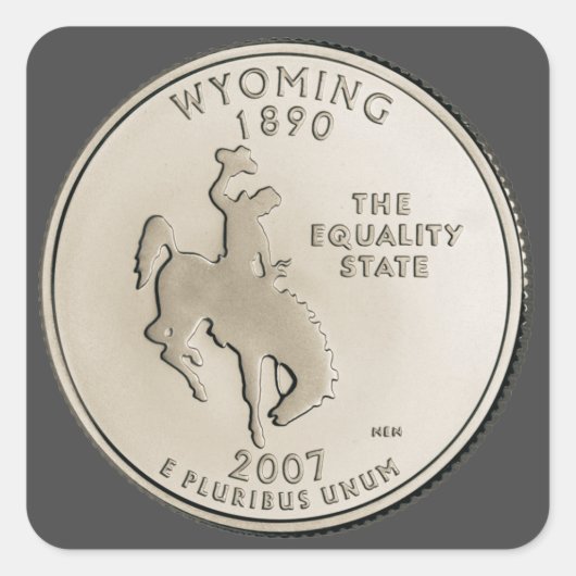 Tinted Wyoming State Quarter Design Vierkante Sticker (Voorkant)