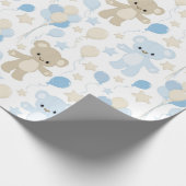 TINTEN BLAUW EN BRUIN TEDDYBEREN EN BALLONNEN CADEAUPAPIER (Hoek)