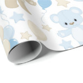 TINTEN BLAUW EN BRUIN TEDDYBEREN EN BALLONNEN CADEAUPAPIER (Rol Hoek)