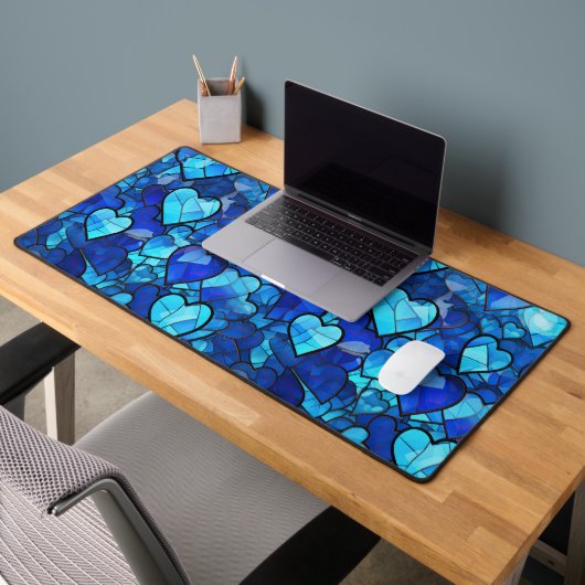 TINTEN BLAUW GLAS IN LOOD KIJKEN HARTEN BUREAUMAT (Kantoor 2)