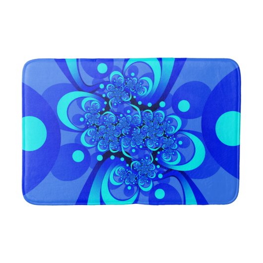 Tinten blauw moderne abstracte fractale kunst badmat (Voorkant)