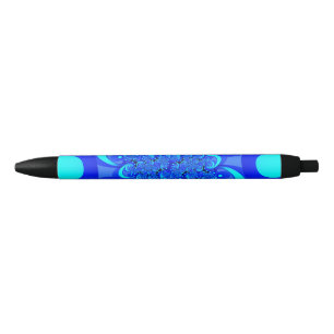 Tinten blauw moderne abstracte fractale kunst blauwe inkt pen