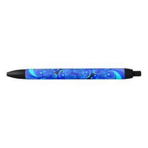 Tinten blauw moderne abstracte fractale kunst blauwe inkt pen