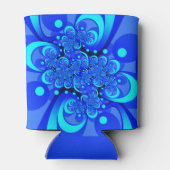 Tinten blauw moderne abstracte fractale kunst blikjeskoeler (Achterkant)