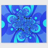 Tinten blauw moderne abstracte fractale kunst cadeaupapier (Vlak)