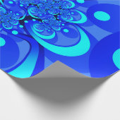 Tinten blauw moderne abstracte fractale kunst cadeaupapier (Hoek)