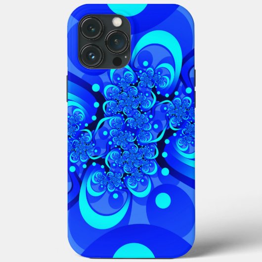 Tinten blauw moderne abstracte fractale kunst Case-Mate iPhone case (Achterkant)