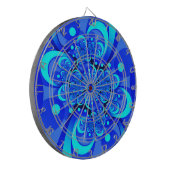 Tinten blauw moderne abstracte fractale kunst dartbord (Voorkant Links)