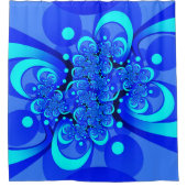Tinten blauw moderne abstracte fractale kunst douchegordijn (Voorkant)