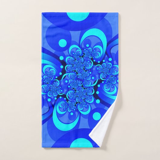 Tinten blauw moderne abstracte fractale kunst handdoek (Handdoek)