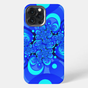 Tinten blauw moderne abstracte fractale kunst iPhone 13 pro max hoesje