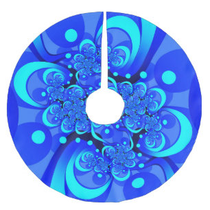 Tinten blauw moderne abstracte fractale kunst kerstboom rok