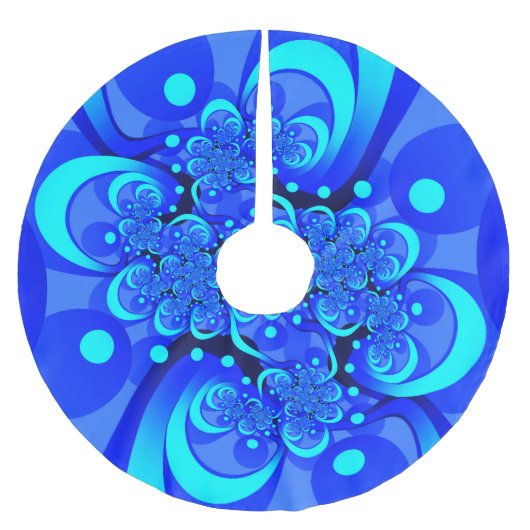 Tinten blauw moderne abstracte fractale kunst kerstboom rok (Voorkant)