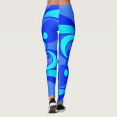Tinten blauw moderne abstracte fractale kunst leggings (Achterkant)