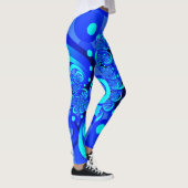 Tinten blauw moderne abstracte fractale kunst leggings (Rechts)