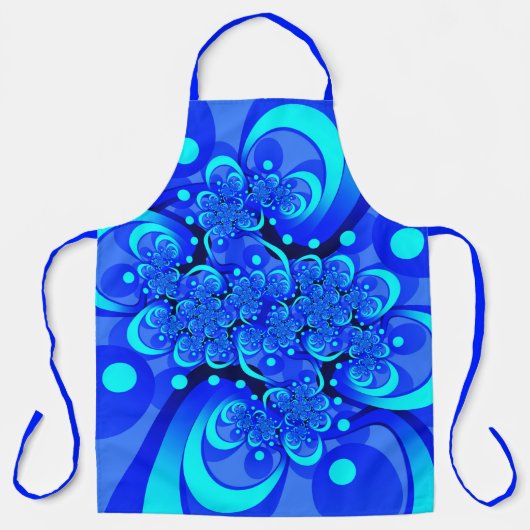 Tinten blauw moderne abstracte fractale kunst schort (Voorkant)