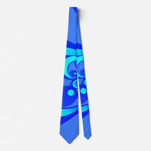 Tinten blauw moderne abstracte fractale kunst stropdas (Voorkant)
