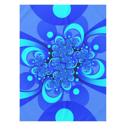 Tinten blauw moderne abstracte fractale kunst tafelkleed (Voorkant)