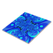 Tinten blauw moderne abstracte fractale kunst tegeltje (Zijkant)