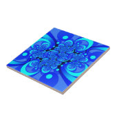 Tinten blauw moderne abstracte fractale kunst tegeltje (Zijkant)