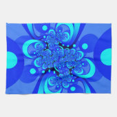 Tinten blauw moderne abstracte fractale kunst theedoek (Horizontaal)