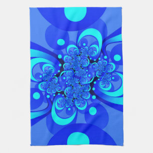 Tinten blauw moderne abstracte fractale kunst theedoek