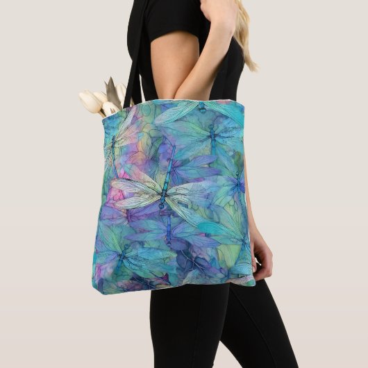 Tinten Blauwe Libellen Tote Bag (Dichtbij)