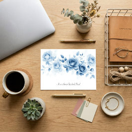 Tinten Blauwe Rozen Vintage Bloem Ontwerp Notitiekaartje