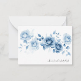Tinten Blauwe Rozen Vintage Bloem Ontwerp Notitiekaartje