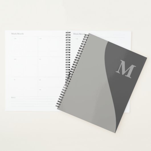 Tinten grijs met monogram planner (Display)
