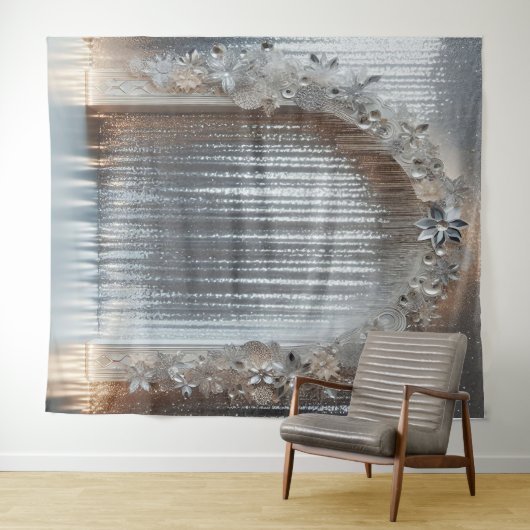 tinten grijs (niet metallic) Bloemenboog Wandkleed (In Situ (horizontaal))