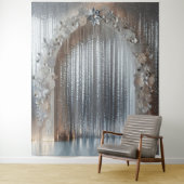 tinten grijs (niet metallic) Bloemenboog Wandkleed (In situ)