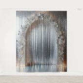 tinten grijs (niet metallic) Bloemenboog Wandkleed (Voorkant)