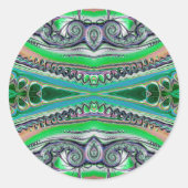 ~ tinten groen blauw roze fractal ~ ronde sticker (Voorkant)