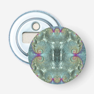 Tinten groen paars 3D Fractal ~ Button Flesopener