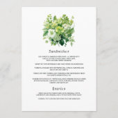 Tinten groene bloemen bruiloft menu (Achterkant)