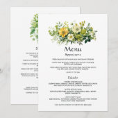 Tinten groene bloemen bruiloft menu (Voorkant / Achterkant)